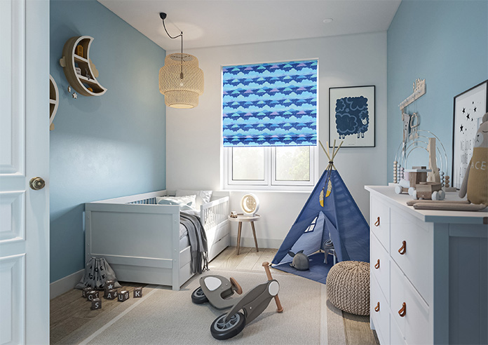 Cloudy Cosmos, Calm Blues - Motorised Roman Blind - Image 6